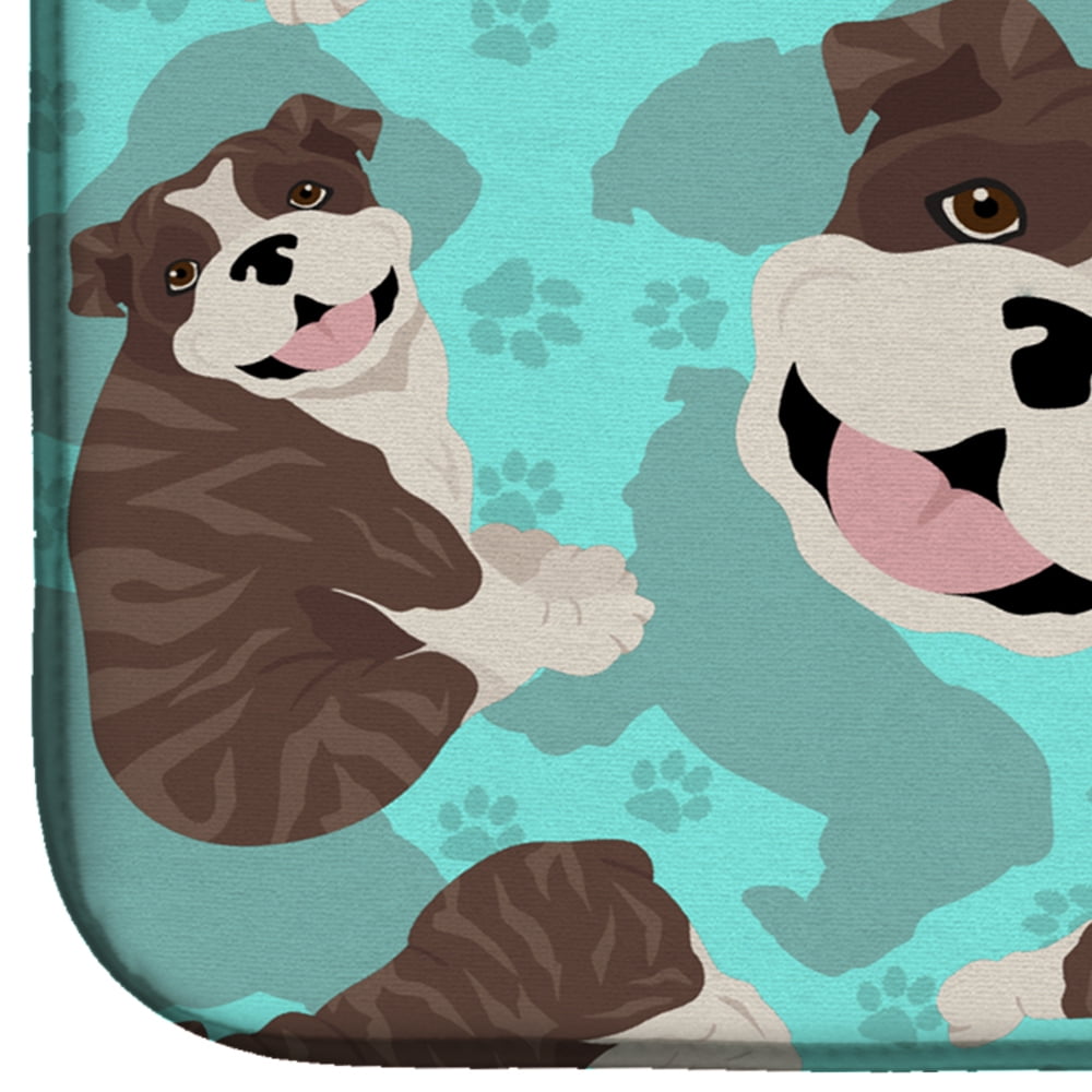 Carolines Treasures MLM1049DDM 21 x 14 in. Blue Brindle English Bulldog Dish Drying Mat