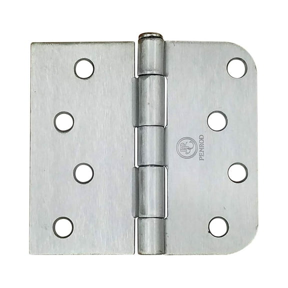 Exterior Satin Nickel Residential Hinges 4" inch x 4.25" inch with 5/8 Radius Square - 2 Pack