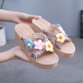 thumbnail image 5 of Lovskoo 2024 Women's Slippers Open Toe Ethnic Style Flower Slippers Platform Beach Flip-Flops Floral Summer Comfortable Shoe Blue, 5 of 8