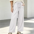 thumbnail image 3 of YuXingFu Womens Linen Pants Women Loose Dress Pants High Full - Pocket Casual White XXXL, 3 of 6