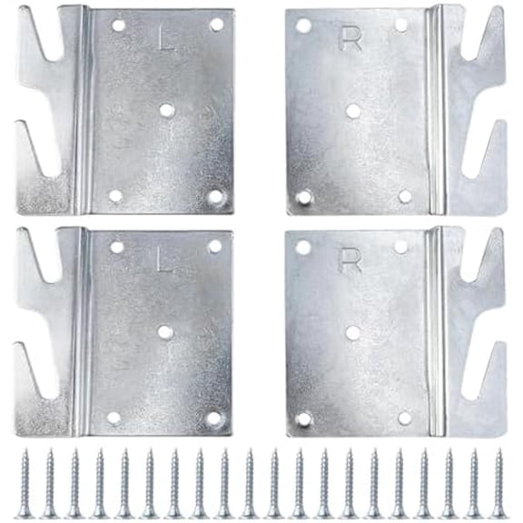 4 PCS Wood Bed Rail Hook Plates,Heavy Duty Heavy Bed Headboard Brackets,Adjustable Bed Rail Hook Plates-Included Screws$$Home Decor, Kitchen, & Other