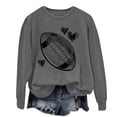 thumbnail image 3 of Holzkary Football Sweatshirts for Women Game Day Football Season Graphic Sweatshirt Long Sleeve Shirt Soccer Fans Pullover Print Solid Color Round Neck Ladies Sweatshirt Grey M, 3 of 5