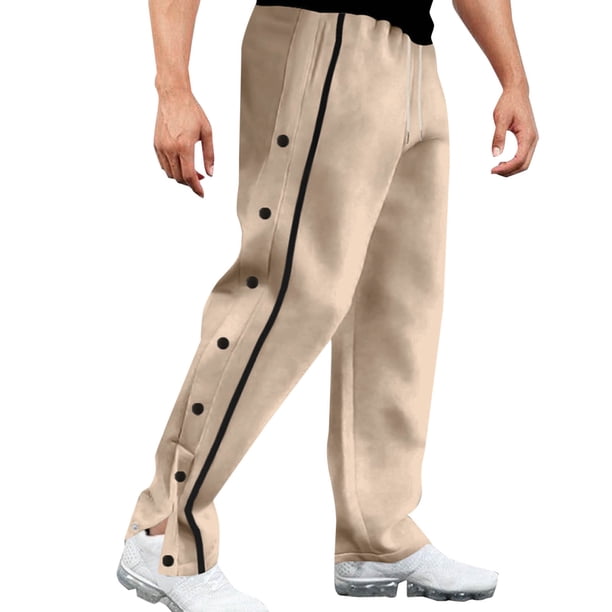 Puntoco Pantalones casuales largos para hombre, con hebilla, de tubo recto fácil de ajustar, con cordón, pantalones casuales de talla grande
