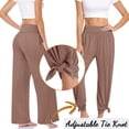 thumbnail image 3 of Valcatch Wide Leg Pants Woman Yoga Pants with Pockets Stretch Loose High Waist Casual Sweatpants Light Coffee XL, 3 of 5