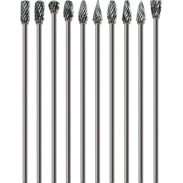 Juego de fresas de carburo Sworker, 10 unidades, vástago de 3 mm para amoladora Dremel