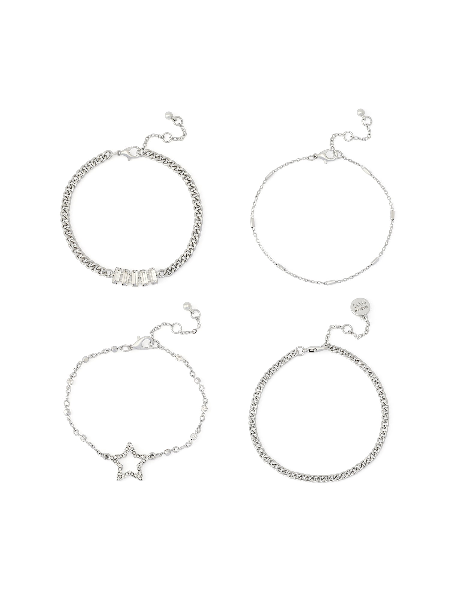 Madden NYC Women's Fashion Crystal Pavé Star 4-Piece Bracelet Set