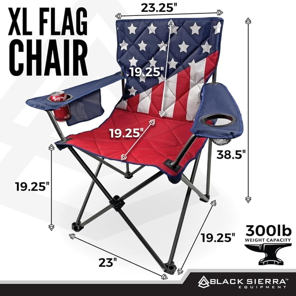 Black Sierra American Flag Camping Chair