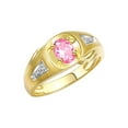 thumbnail image 3 of RYLOS Men's Rings 14K Yellow Gold Rings Classic Designer Style 8X6MM Oval Gemstone & Diamond Ring Pink Ice October Birthstone Rings For Men Size 8, 3 of 7