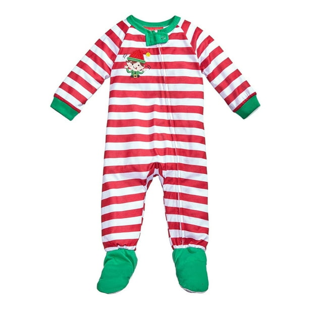 Family PJs Family PJs Elfing Around Candy Cane Infant Footed Pajamas
