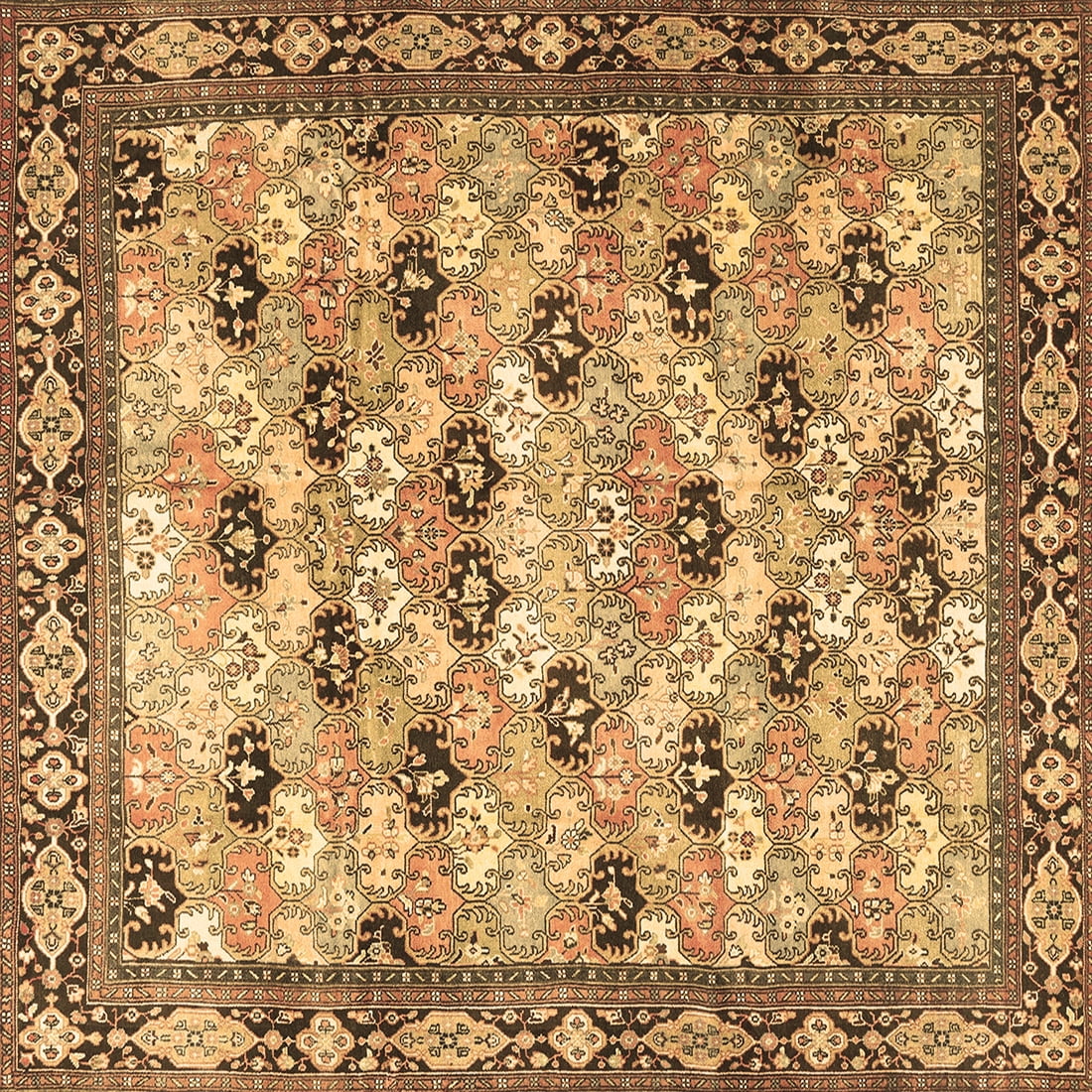 Rebrwon Traditional Rug Ahgly Company Indoor Square Persian Brown Traditional Area Rugs, 6 ...