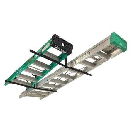 

BULYAXIA Double Ladder Ceiling Rack Hi Port 2 Garage Storage and Organizer Hanger Mount