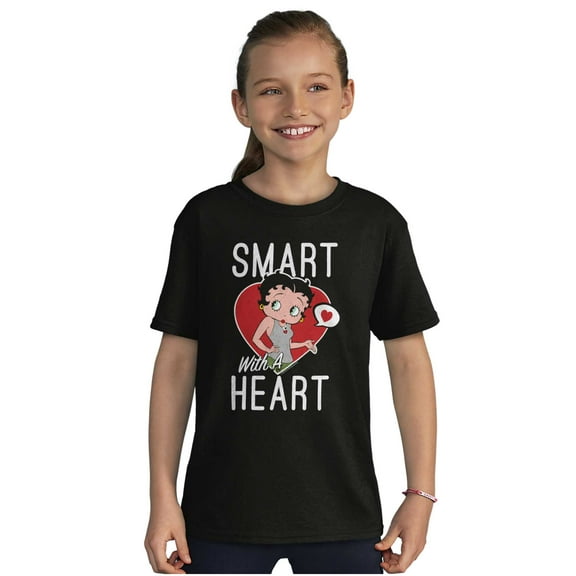 Betty Boop Smart with a Heart Cartoon Girls Kids T Shirt Tees Teen Brisco Brands XS