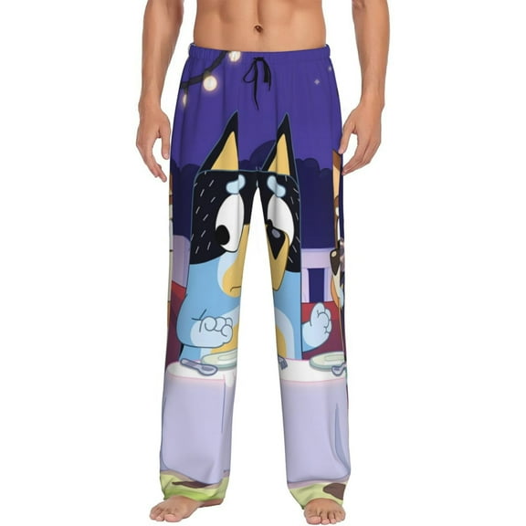 Silaia Bluey Print Mens Pajama Pants,Sleep & Lounge Pants, Men's Pajama Bottoms,PJ Bottoms with Pockets and Drawstring/Elastic Waist-