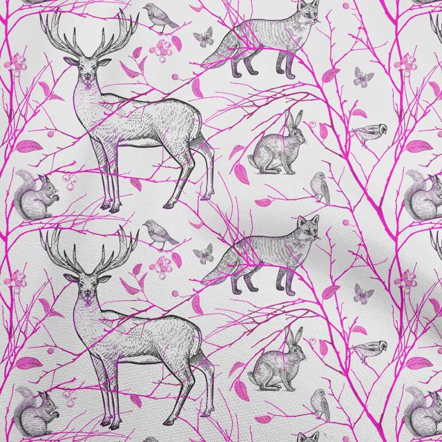oneOone Cotton Poplin Fuschia Pink Fabric Animal Craft Projects Decor Fabric Printed By The Yard 56 Inch Wide