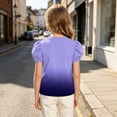 thumbnail image 4 of Kukoosong Girls' Gradient Color T-Shirts with Puff Sleeves, Casual Short Sleeve Crewneck Graphic Tees, Summer Outfit Fashion Top for Kids, 4 of 7