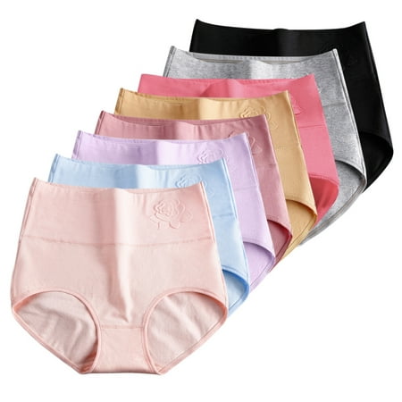 

High Waist Postpartum Panties For Women Cotton Underwear Full Coverage Soft Comfortable Briefs Panty Plus Size-8Pack
