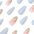 thumbnail image 2 of Fofosbeauty 24 pcs Almond Nails Designs 2022, Medium Press on Nails French Tip Nails, Matte Babyblue Leaf, 2 of 11