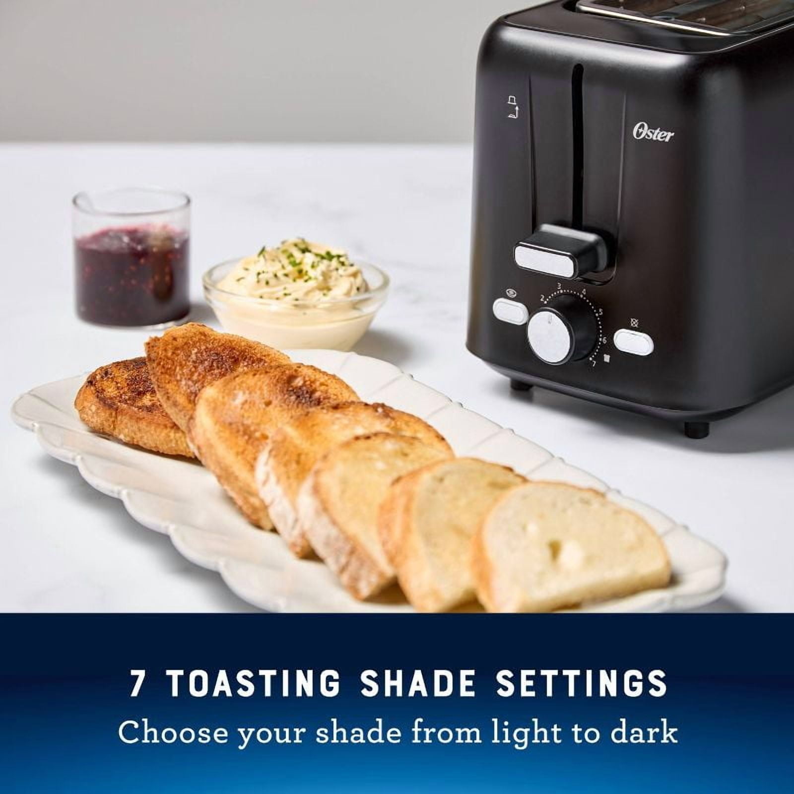 Oster 2-Slice Toaster With Extra-Wide Slots Black: 800W, Bagel & Toast Capabilities, 1-Year Warranty, Spot Clean