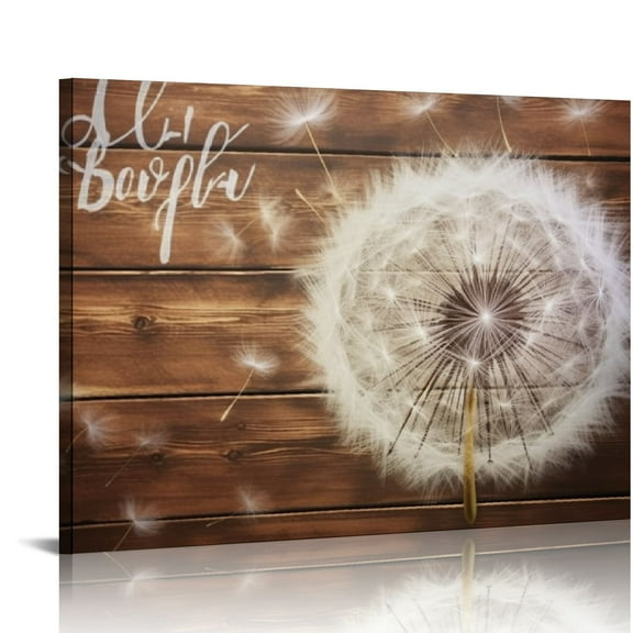 JRXY Rustic Wall Art Just Breathe Dandelion White Flower Floral Canvas Wall Art for Home Decor - Ideal Gift for Various Occasions 20x16