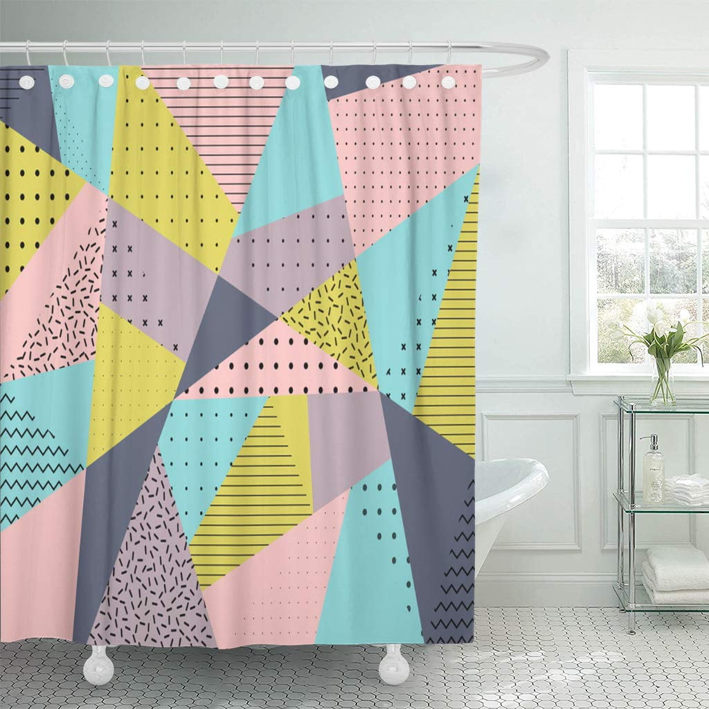 Colorful Shower Curtain Seamless Triangle Waterproof Mildew Resistance Fabric 