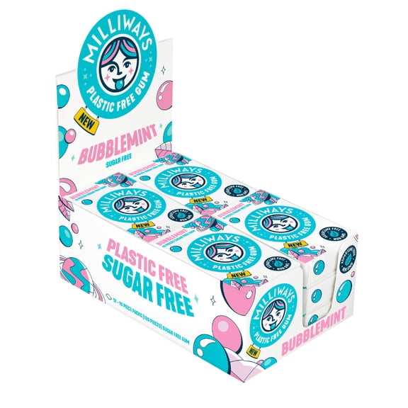 (Pack Of 12) Milliways Gum Bubblemint 10 Pieces