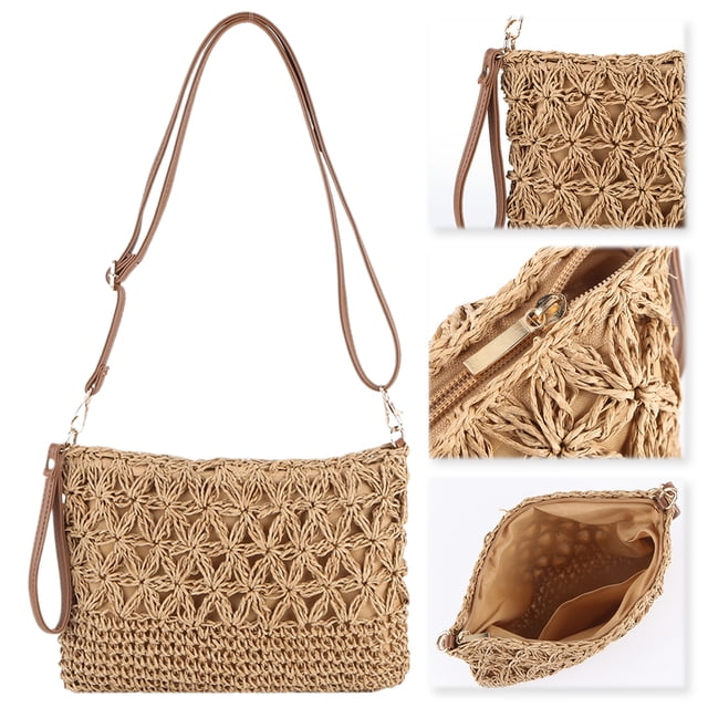 Bolso Mano para Axila Hombro Verano Tejido Paja Viajes en La Playa