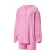 thumbnail image 3 of VISgogo - Conjunto de pantalones cortos para mujer, blusa de manga larga de color sólido con botones y pantalones cortos con cintura elástica VISgogo moda, 3 of 10