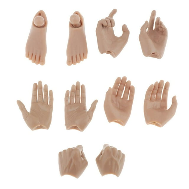 10pcs 1/6 Scale Male Soldier Hands and Feet Model for 12inch Action Figure Doll,