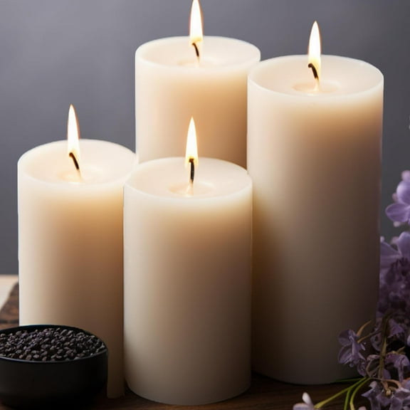 Unscented Ivory Pillar Candles Set of 6-2.8x4 inch - Dripless and Smokeless Large Pillar Candles, 50-Hours Long Burning Time Paraffin Candle for Dinner Table,  and Home Decor