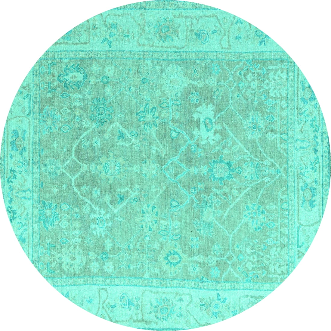 Ahgly Company Indoor Round Abstract Turquoise Blue Modern Area Rugs, 6 ...