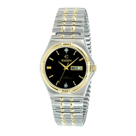 Men's Expansion Band Watch with Diamond, Black Dial