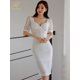 thumbnail image 1 of H Han Queen nuevo verano mujeres negro/blanco vestido de tubo moda delgada Sexy OL trabajo ceñido al cuerpo Vestidos Oficina Casual Vestidos, 1 of 5