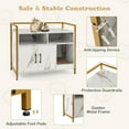 thumbnail image 6 of RONG-3 Cat Litter Box Enclosure - Cat Washroom Hidden Furniture with Front Entry, Scratcher, 2-Door Storage Cabinet, 2 Compartments, Air Vents, Metal Frame, Wooden Pet Crate House ,Marble White, 6 of 10