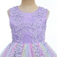 thumbnail image 6 of IBTOM CASTLE Flowers Girls Tulle Lace Dress for Kids Wedding Bridesmaid Pageant Birthday Party Communion Formal Princess Prom Maxi Gown 4-5 Years Rainbow Purple, 6 of 9