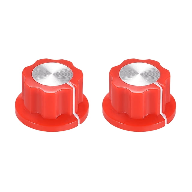 Uxcell 6.4mm Eje Agujero Potenciómetro Control de Volumen Perillas de Efecto Pedal Rojas 2 pcs