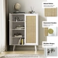 thumbnail image 2 of Eumyviv Rubber Wood Rattan Storage Cabinet with Adjustable Shelf and 2 Decorated Doors, White, 2 of 6