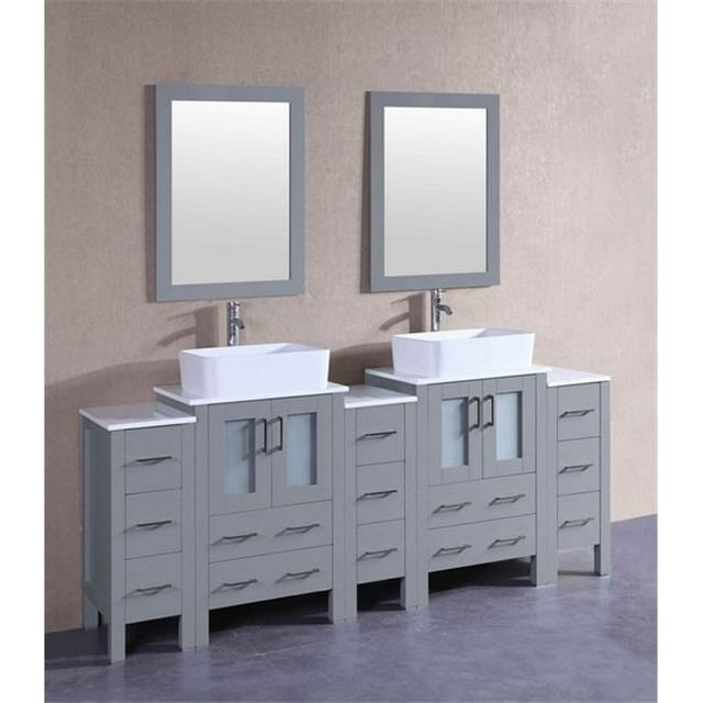 Mercury Import Group AGR224RC3S 84 in. Bosconi Double Vanity Set - Gray