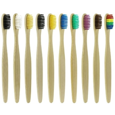 Bamboo Toothbrushes with Softer Bristles for Oral Cleaning Portable Hotel Supplies 10pcs
