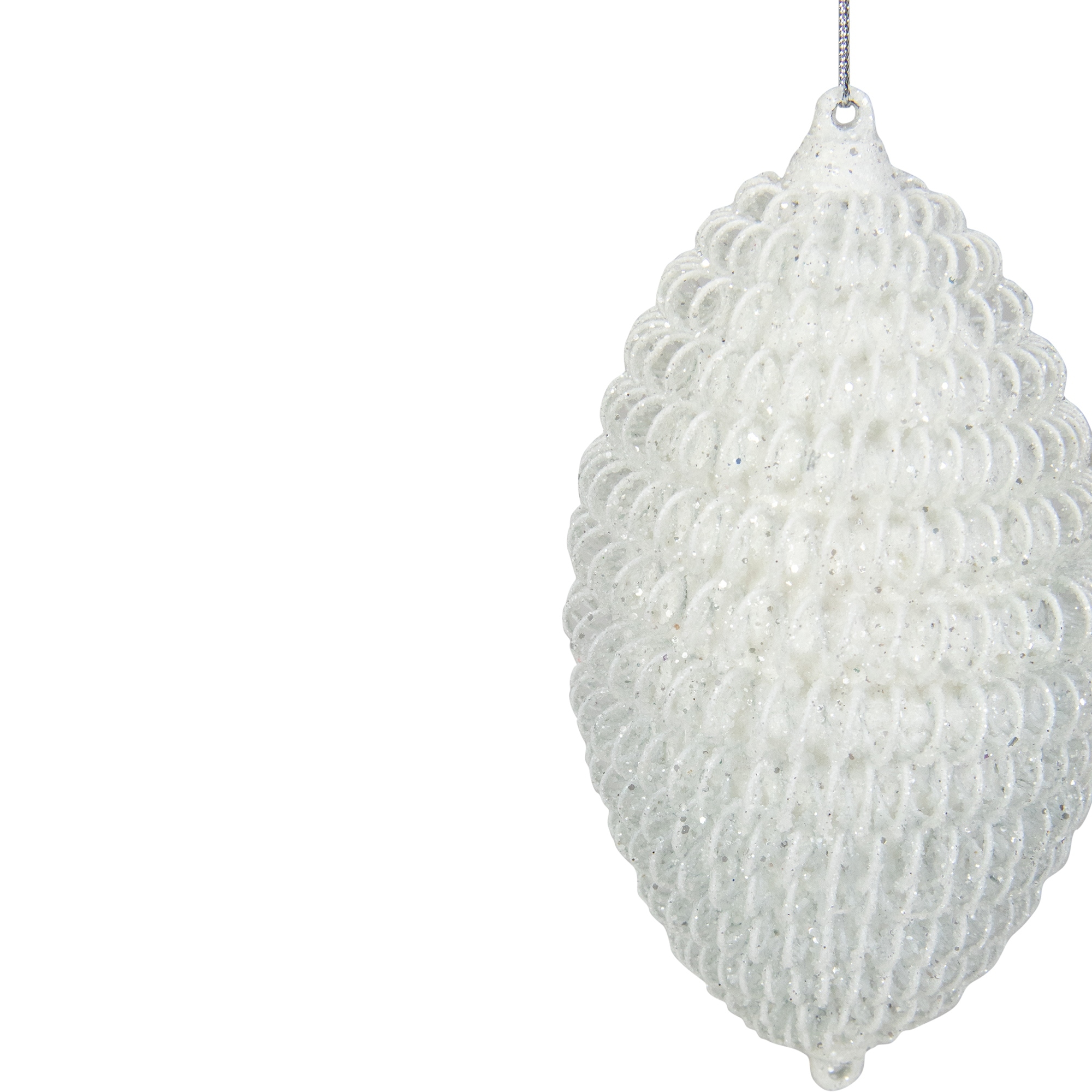 Northlight 5.5" White Glitter Spiral Coiled Wire Finial Christmas Ornament