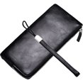 thumbnail image 1 of IFANLANDOR Fashionable Black Long Wallet for Men PU Zipper Purse Convenient for Daily Use, 1 of 8