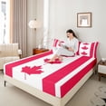 thumbnail image 4 of Castle Fairy Red Maple Leaves Queen Sheet Sets for Kids Teens,Canada Flag Bed Set, 4 of 7