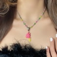 thumbnail image 4 of Colorful Choker Necklace Statement Boho Stackable Bunny Rabbit Pendant Necklace, 4 of 9
