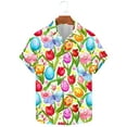 thumbnail image 2 of JURANMO Easter Button Down Shirt for Men Funny Easter Eggs Print Short Sleeve Hawaiian Bowling Shirts Easter Day T Shirts White XXL Flash Sales, 2 of 6