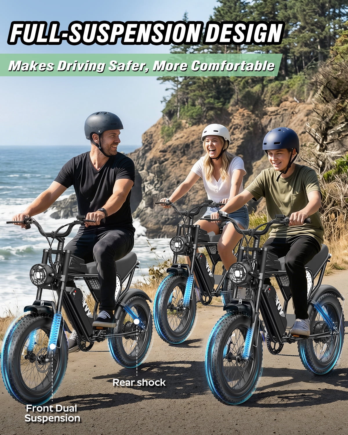Bopzin Electric Bike for Adults, 1500W Peak Motor, 20"x4.0" Fat Tire, 48V/15.6Ah Battery, UL2849 E-Mountain Bike