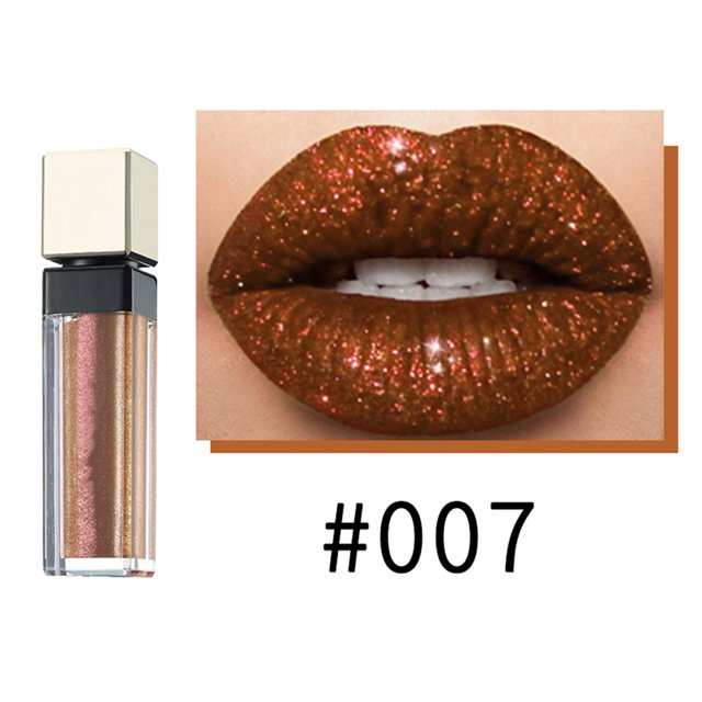 Lápiz labial líquido de larga duración, 12 colores metálicos con brillo, no pegajoso (Metal, 07)