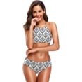 thumbnail image 4 of Dreamtimes Seamless Black and White Damask Swimsuits Padded Bikini Sets Sexy Swimwear for Women, X-Large, 4 of 7