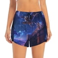 thumbnail image 2 of Pofeuu Starry Sky Wall Flying Tiger Print Women's Athletic Shorts Running Workout Shorts Tummy Control Quick Dry Gym Shorts with Pockets Double layer sports shorts-Medium, 2 of 7