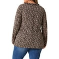 thumbnail image 3 of Agnes Orinda Women's Plus Size Floral Tops V Neck Long Sleeve T Shirt Ruffle Tunic Blouses 2X Brown Orange, 3 of 6