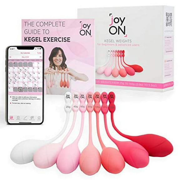 Joy On Kegel Weights for Women - Pelvic Floor Tightening, Bladder Control Strengthening Device - Set of 7 Exercise Balls, App for Beginners & Advanced