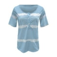 thumbnail image 3 of Fashnice Ladies Tee Buttons Design T Shirt Short Sleeve Tops Casual Summer Tunic Blouse Light Blue S, 3 of 7